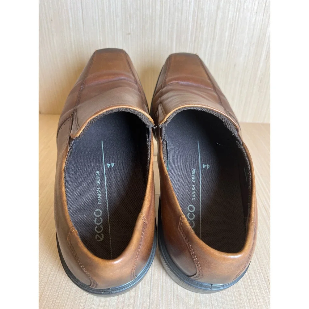 ECCO Brown Leather Slip On Loafers Dress Sophisticated Shoes EU 44 US 10-10.5